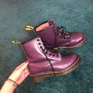 purple Dr. Martens boots
